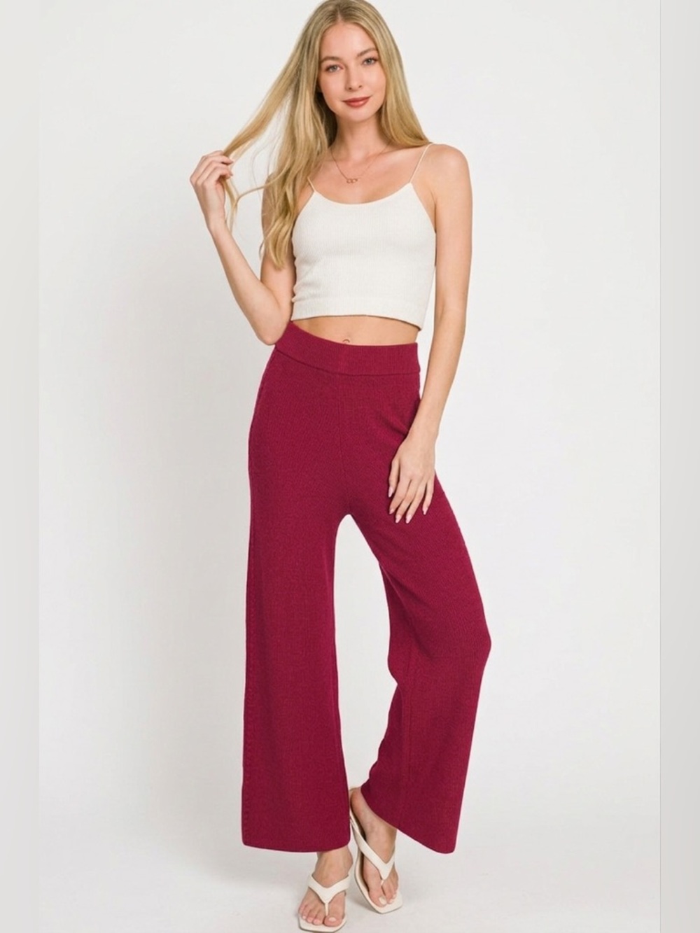 Zenana Viscose Sweater Pants - Picture 3 of 4
